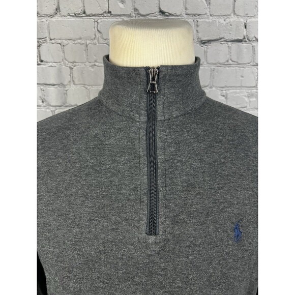 Polo Ralph Lauren Sweater Men M 1/4 Zip Pullover Gray 69%Cotton 29%Viscose Soft - Picture 6 of 7
